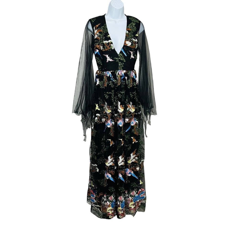 Black Beaded and Embroidered Maxi Dress - Picture 5 of 8